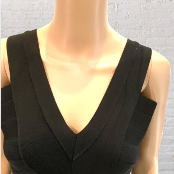 VENUS -- Bandage Dress, Black, Shoulder Straps, Zip Back, Knee Length, Stretchy - Picture 5 of 16